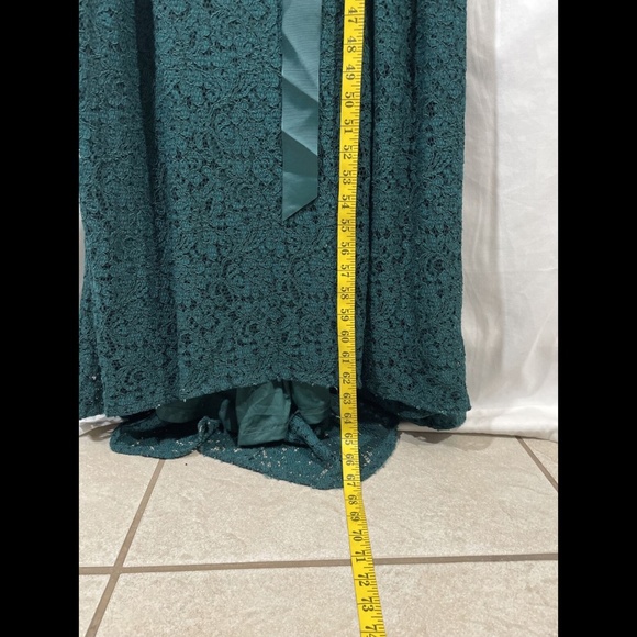 NWT Adrianna Papell [ Plus Size 20W ] Ribbon-Belt Lace Gown‎ in Forest Green - Picture 10 of 12